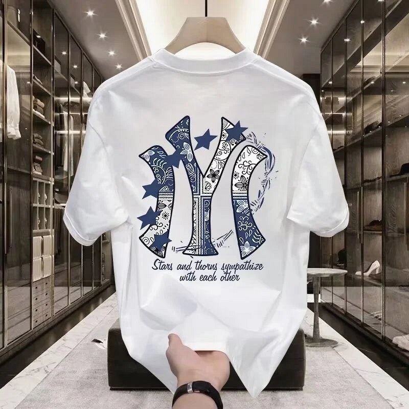 MLB Blue Printed Streetwear T-Shirt—Special Offer Review: Inside Out — Print Soak-Through and Overlock Seams on a $3.73 Milk-Silk Tee