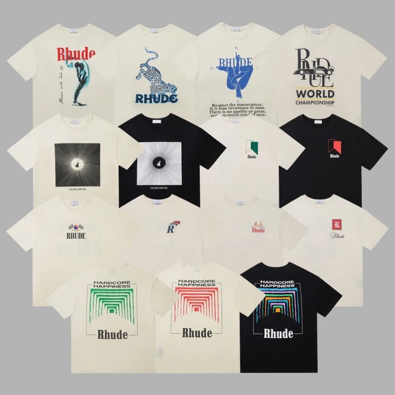 Rhude Multicolor T-Shirt Collection Review: Black and Apricot Bodies Under Our Booth Lights